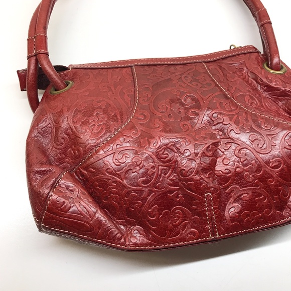 Cole Haan Small Red Embossed Leather Handbag - Picture 2 of 4